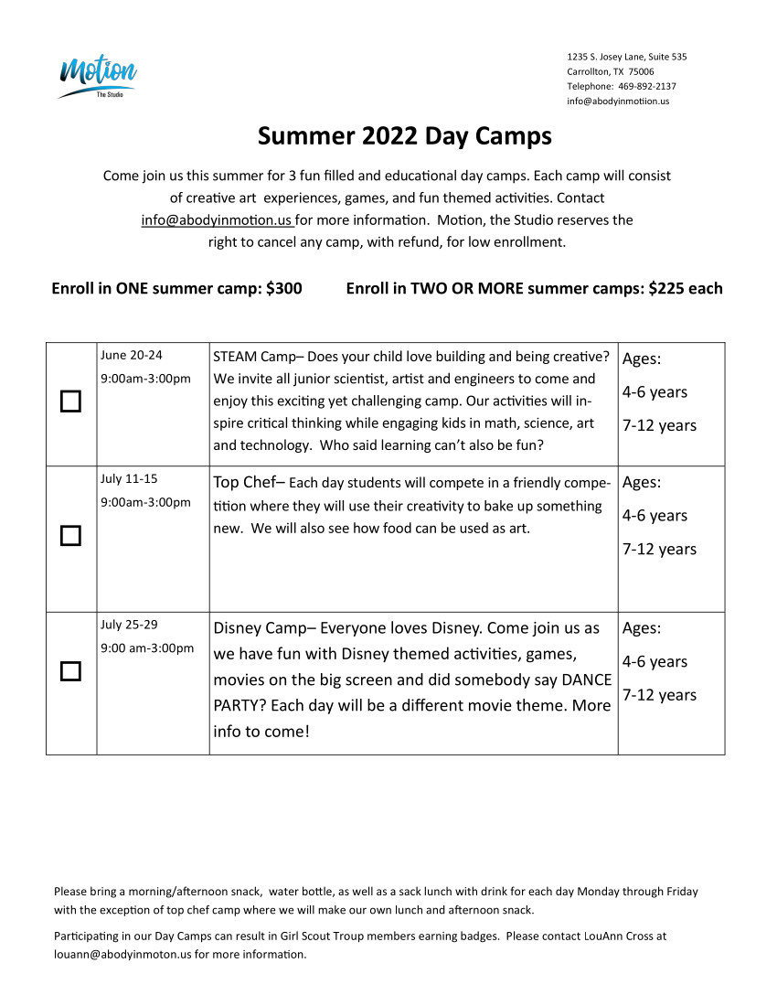 Summer 2022 Day Camps